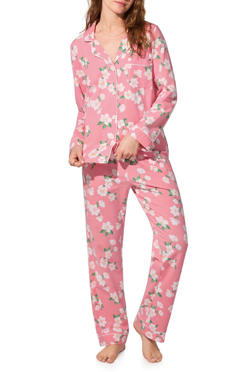 BedHead Pajamas Print Jersey Pajamas, Alternate, color, Pink Magnolias