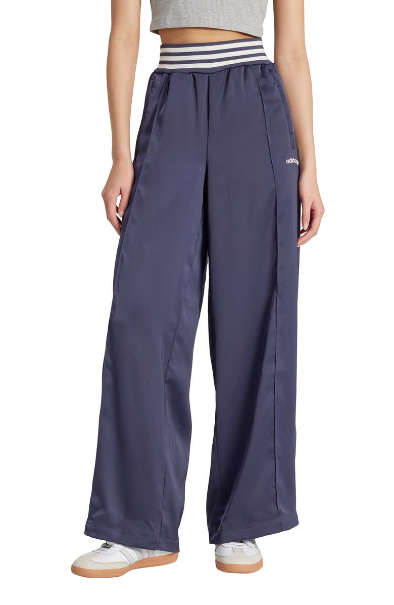 adidas Originals Wide Leg Satin Track Pants, Main, color,