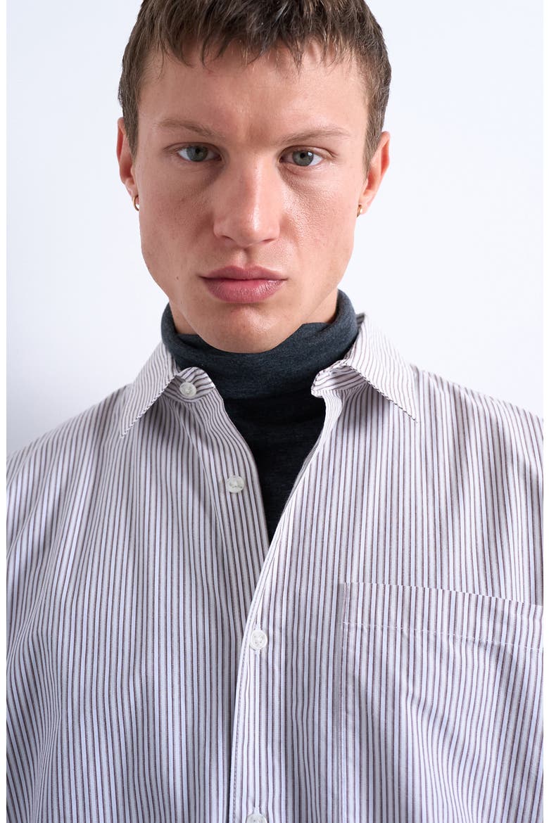 Relaxed Fit Stripe Cotton Button-Up Shirt, Alternate, color, ECRU MULTI