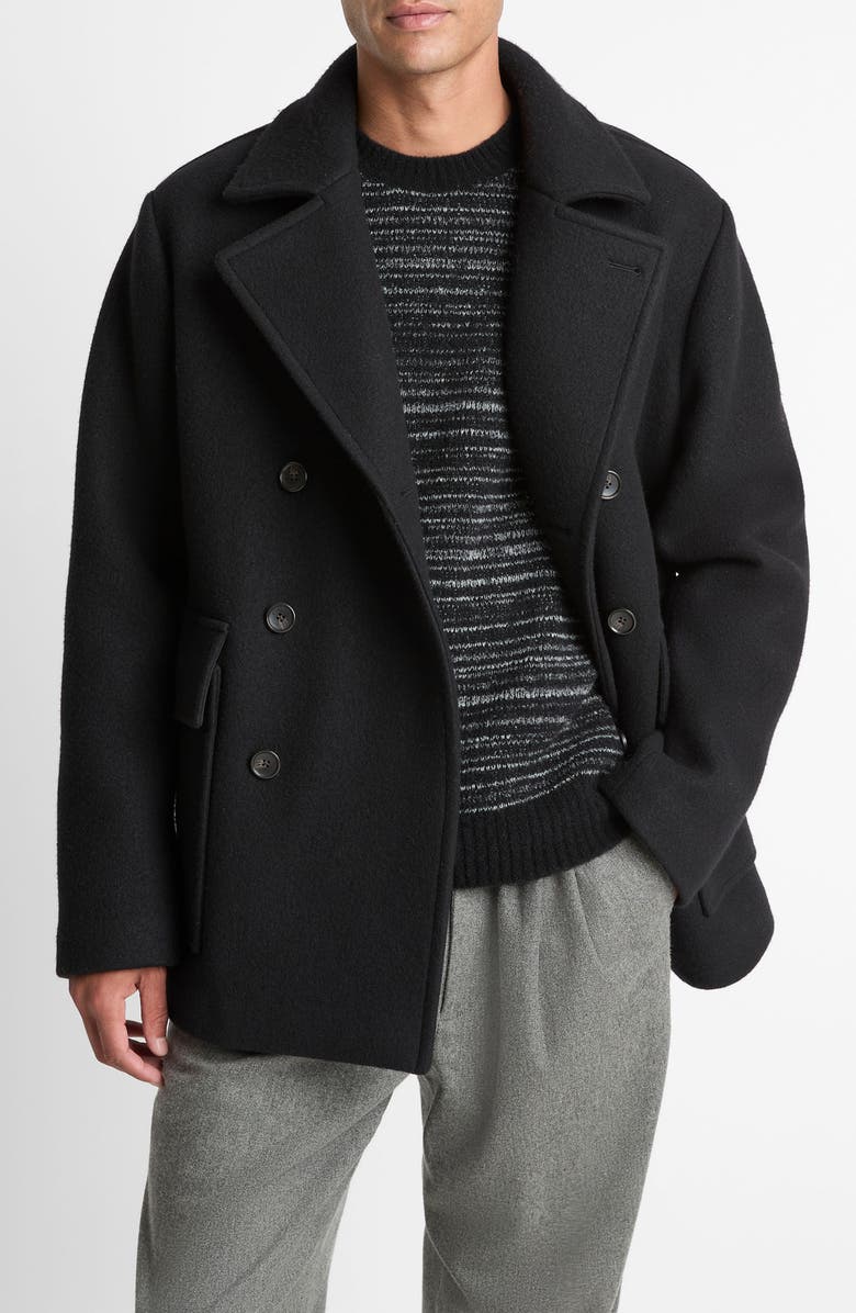 Vince Wool Blend Peacoat, Main, color, Black