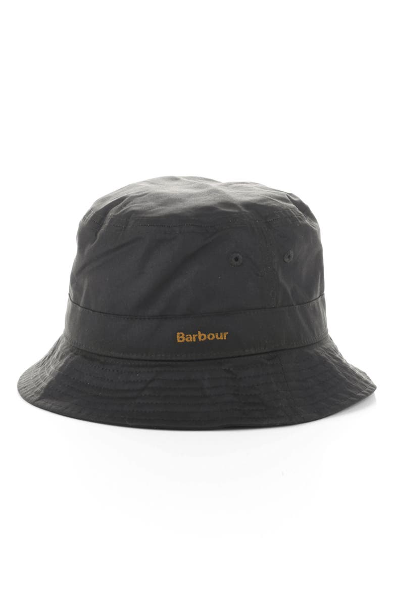 Barbour Belsay Waxed Cotton Bucket Hat, Main, color, Fern