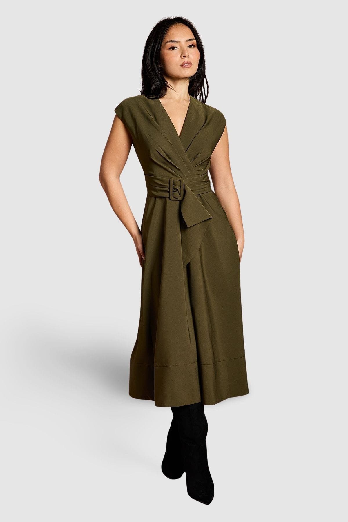 Petite Belted Crepe Dress - image 3
