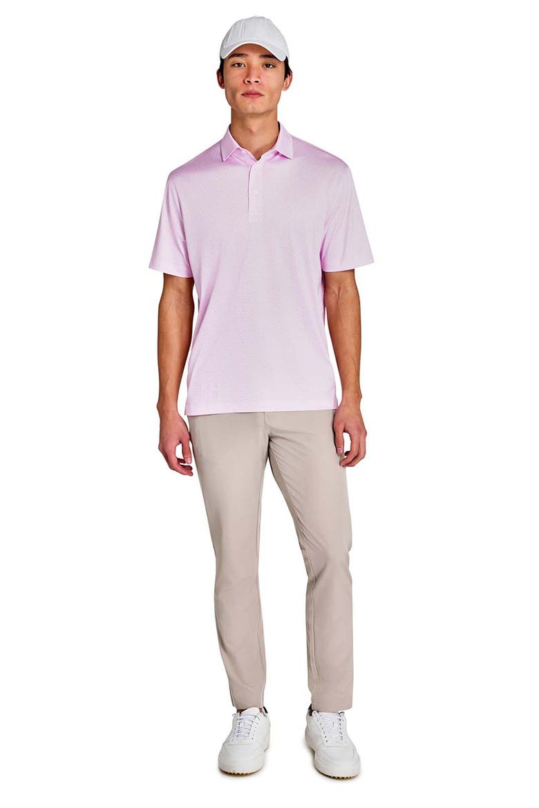Regular Fit Flower Chain Recycled Performance Golf Polo, Alternate, color, BLUE/PINK