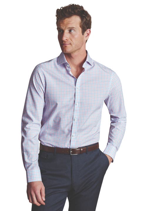 Check Non-Iron Twill Cutaway Slim Fit Shirt Single Cuff