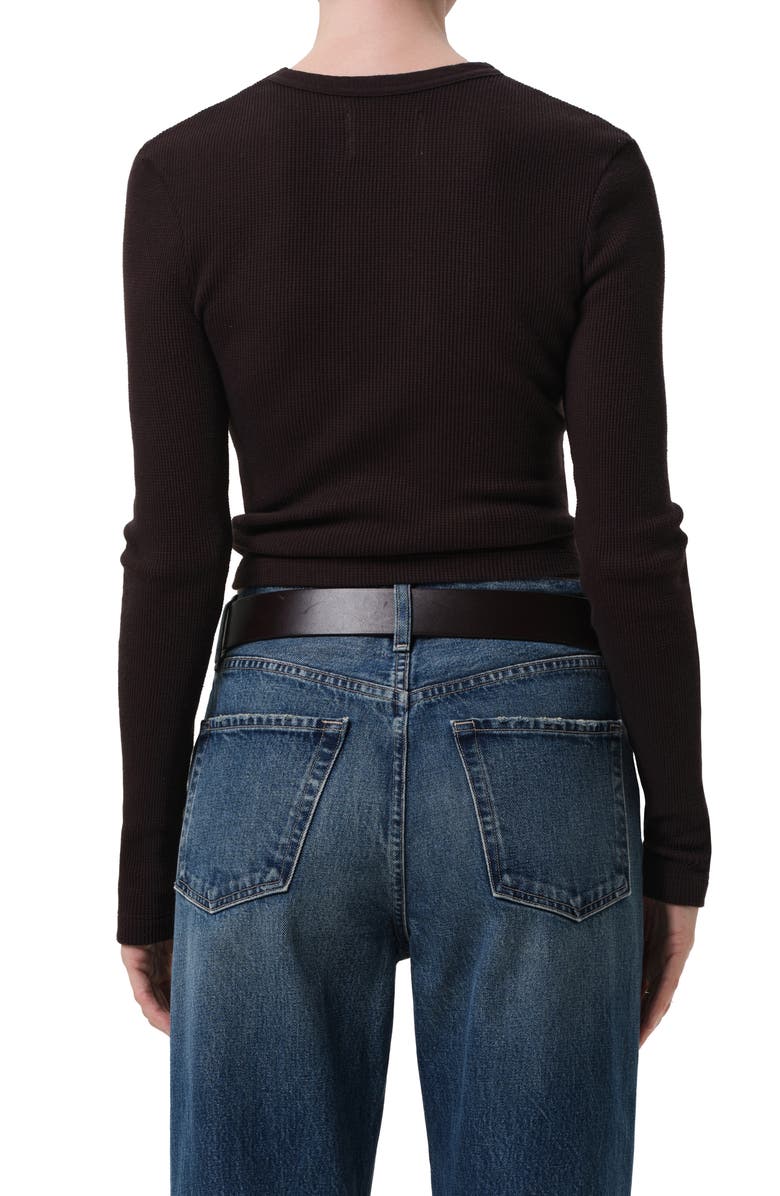 Citizens of Humanity Pilar Long Sleeve Recycled Cotton Waffle Knit T-Shirt, Alternate, color, Chocolate Medium D