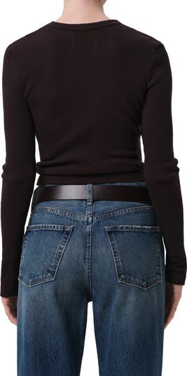 Pilar Long Sleeve Recycled Cotton Waffle Knit T-Shirt