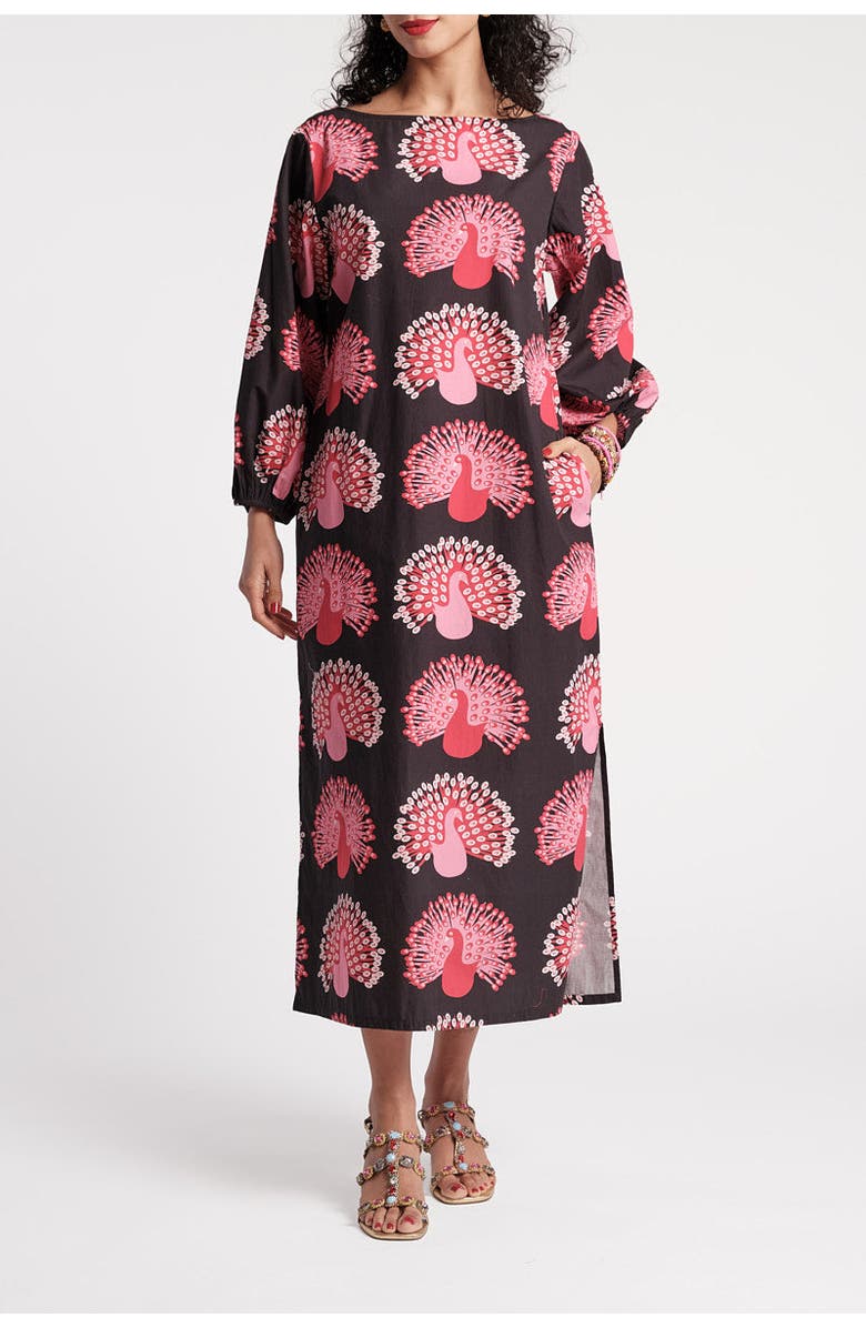 Frances Valentine Minnow Maxi Peacock Dress, Main, color, Black/Multi