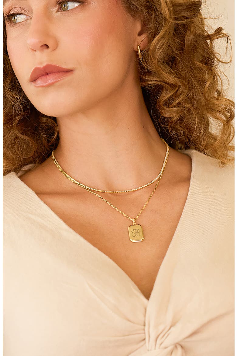 Willow Tennis Layering Set of 2 Engravable Necklaces, Alternate, color, GOLD