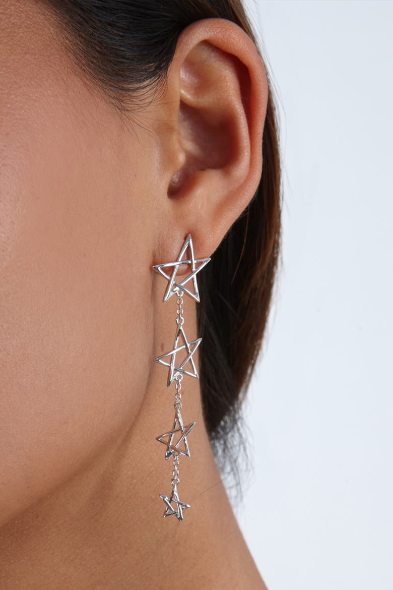 Quarter Sol Star Earrings, Alternate, color, Sterling Silver