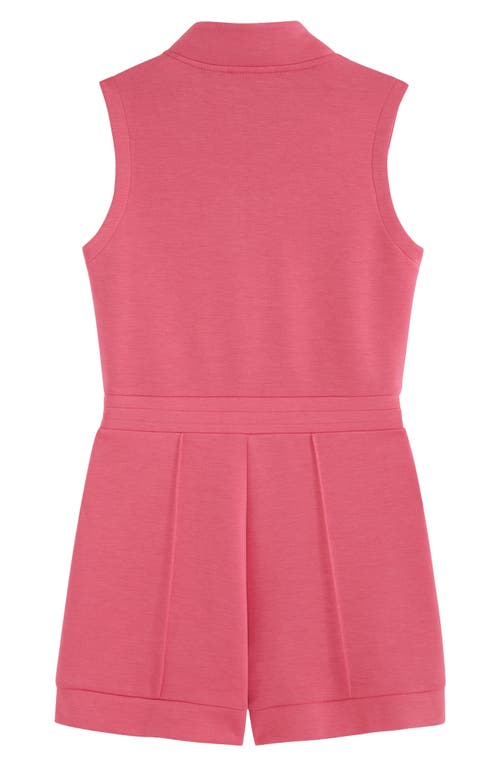 Scotch & Soda Kids' Tennis Appliqué Jersey Zip-up Romper In Desert Rose
