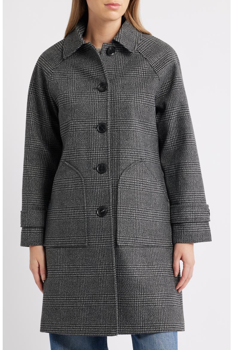 Plaid Slim Balmacaan Coat, Alternate, color, CHARCOAL