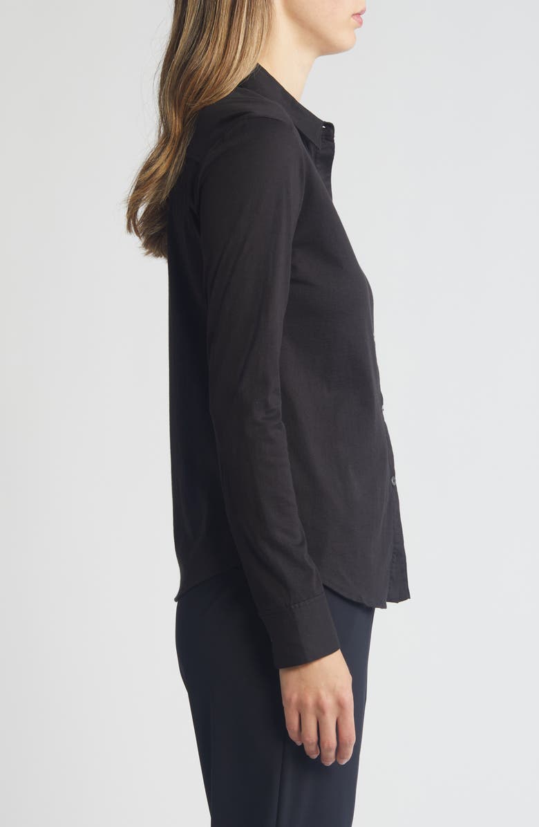 Theory Riduro Organic Cotton Button-Up Shirt, Alternate, color, Black