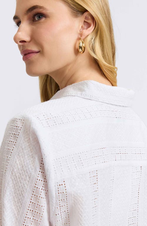 FOXCROFT FOXCROFT ZOEY MIXED STITCH BUTTON-UP SHIRT 