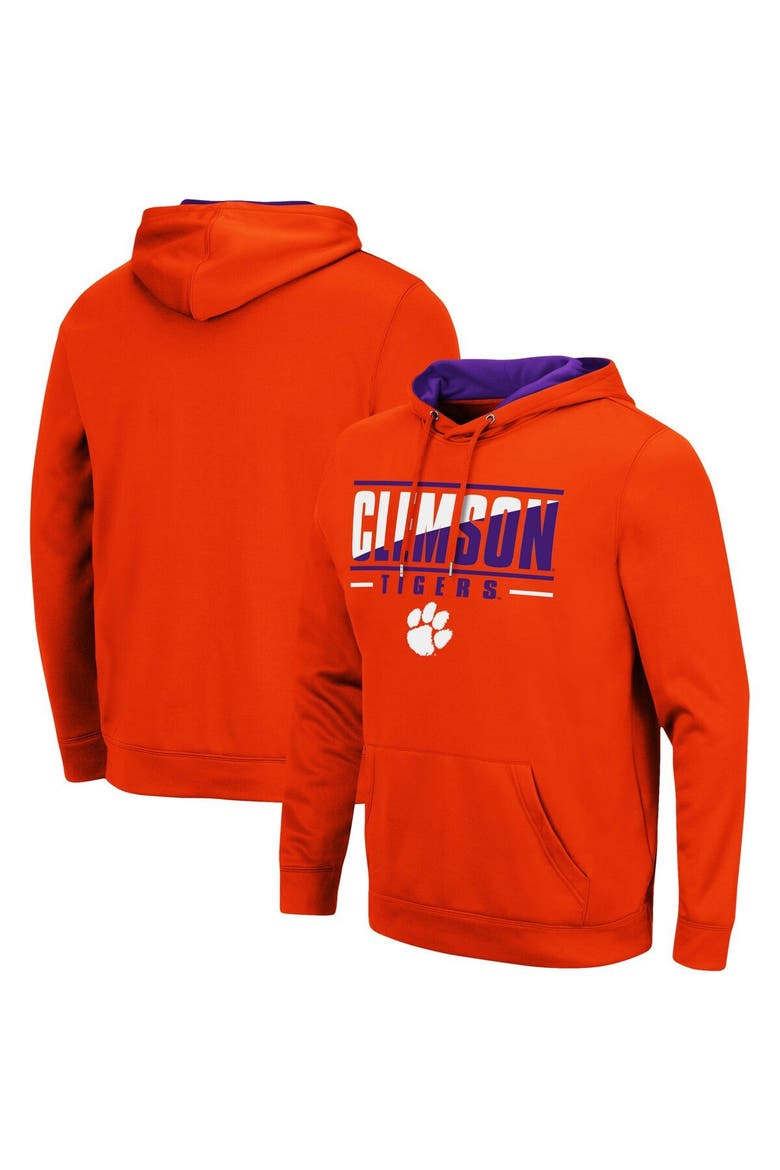 Men's Colosseum Orange Clemson Tigers Slash Stack 2.0 Pullover Hoodie, Main, color, Orange