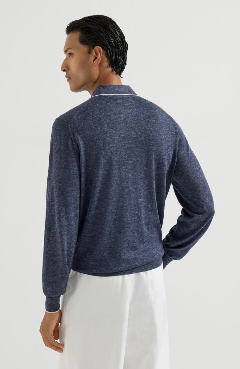 Brunello Cucinelli Lightweight knit Polo, Alternate, color, Avio Blue