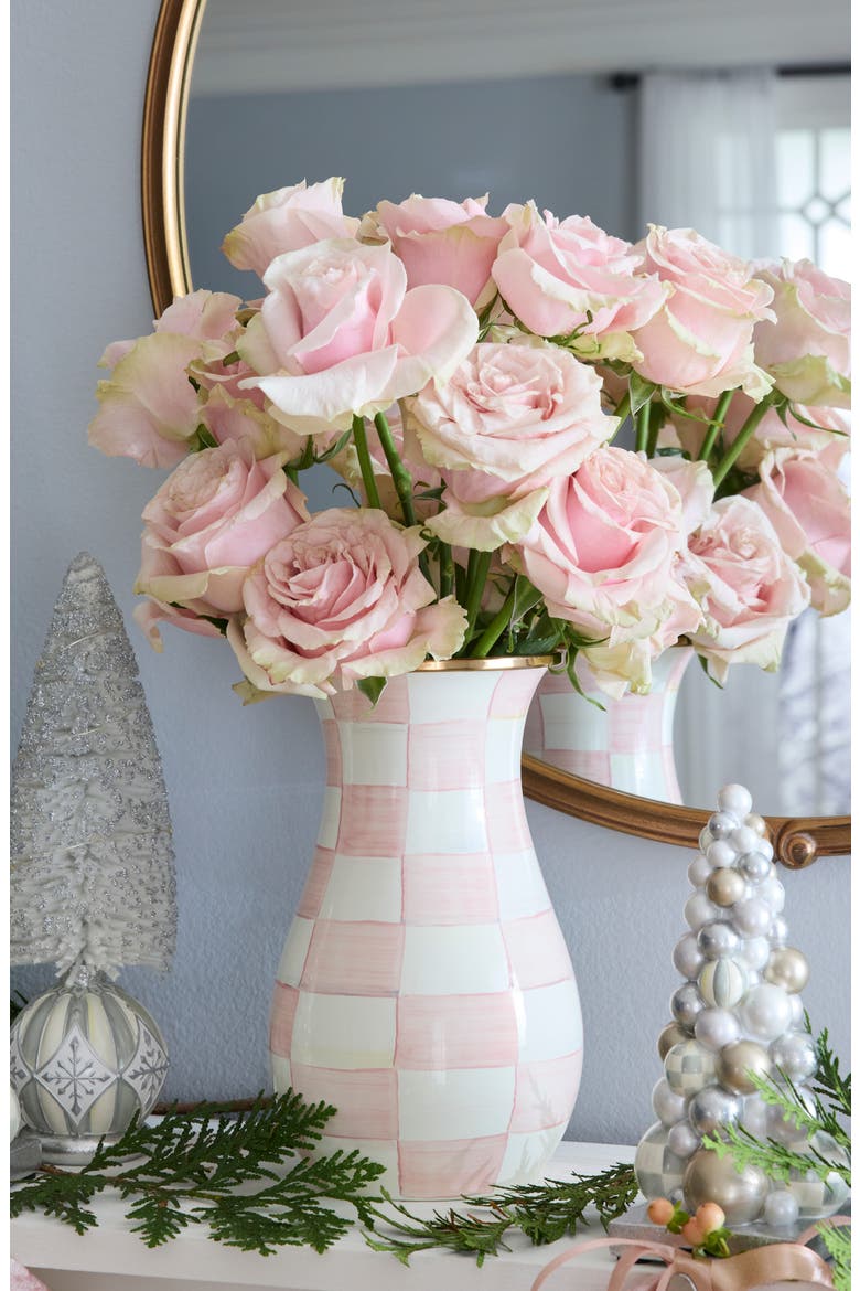 Rosy Check Tall Vase, Alternate, color, ROSY