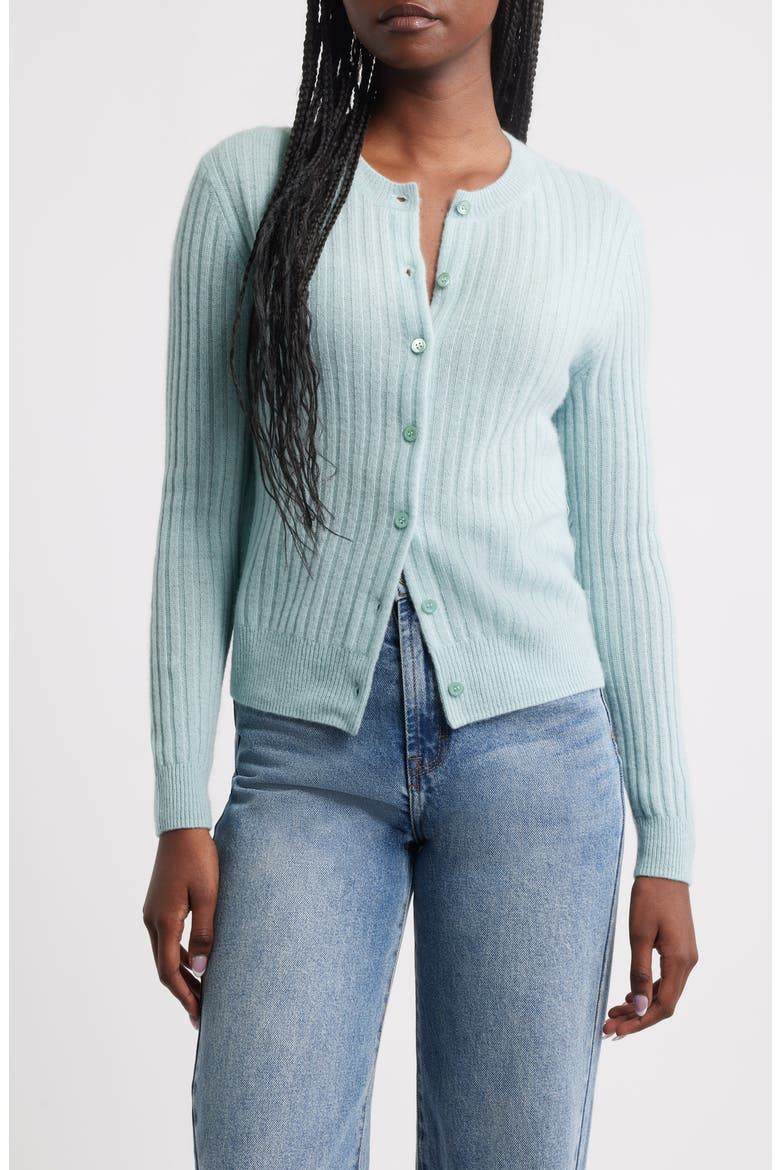 Danae Rib Cashmere Cardigan, Main, color, GLASS SLIPPER
