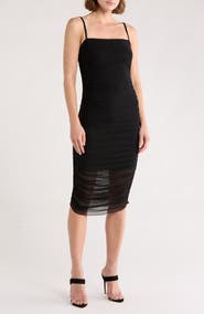 bebe Mesh Floral Midi Dress