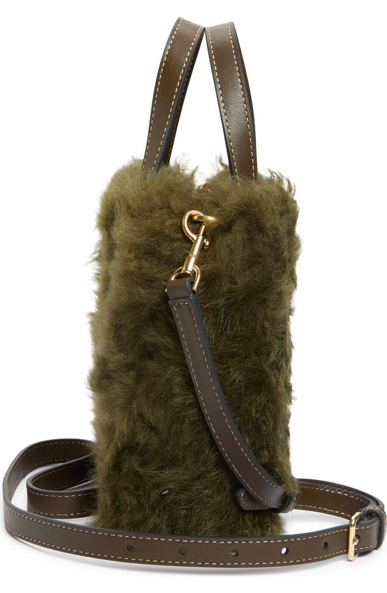 Anya Hindmarch Mini Eyes Genuine Shearling Crossbody Bag, Alternate, color, Khaki