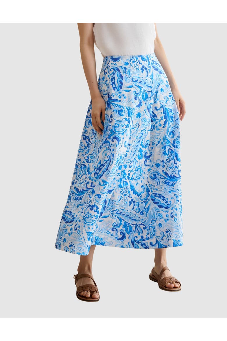 Antonella Paisley Print Midi Skirt, Main, color, Bluemulti