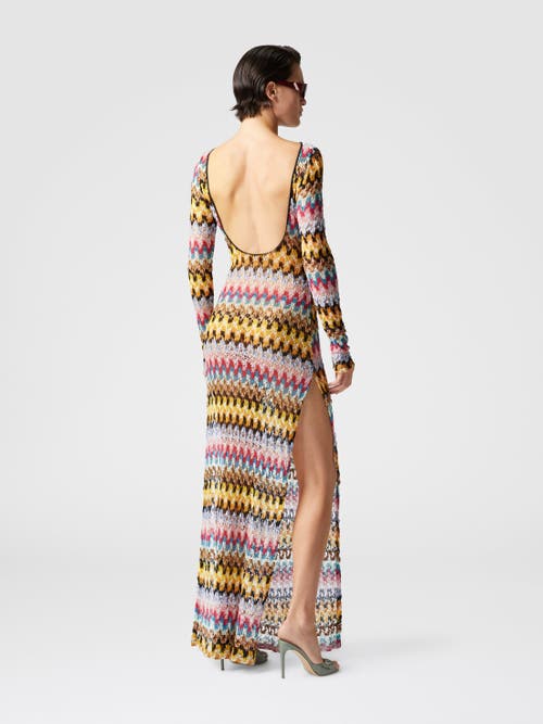 Missoni Multicolor Long Dress With All-over Zig Zag Motif In Fabric Woman In Multicoloured