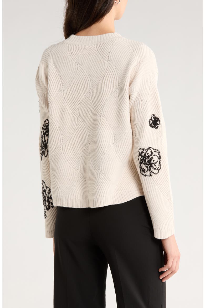 Embroidered Crewneck Sweater, Alternate, color, SUGAR HEATHER