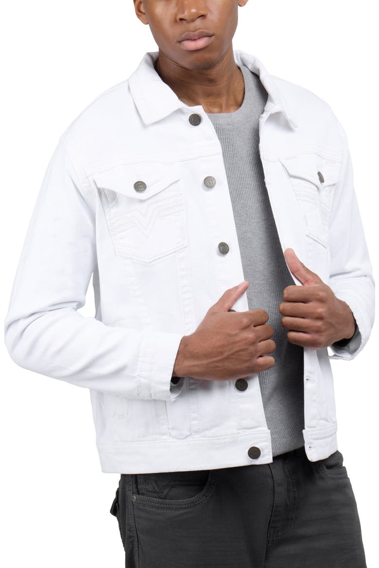 Saddle Stitch Denim Jacket, Alternate, color, WHITE