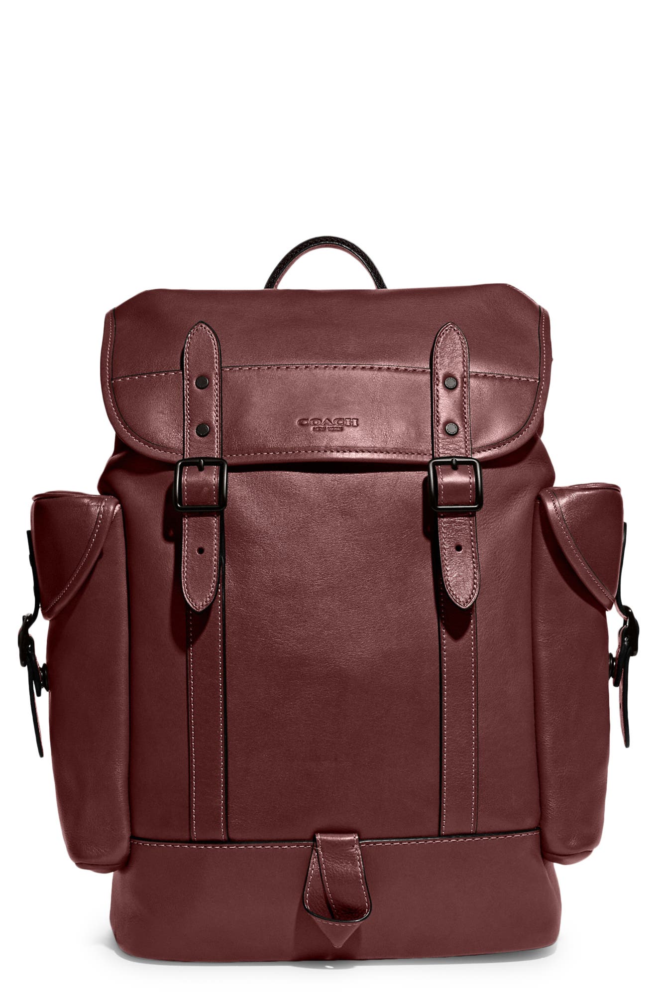 Hitch Sport Calf Leather Backpack, Main, color, WINE