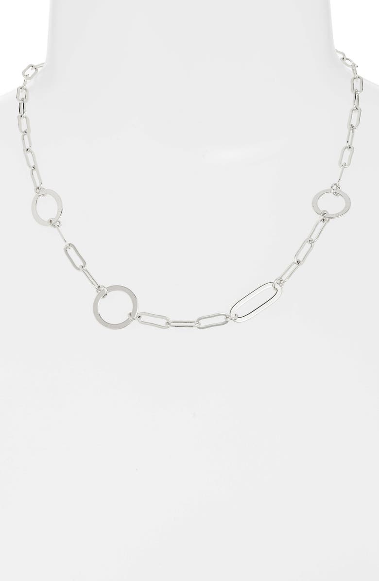 Sterling Forever Mixed Link Chain Necklace, Alternate, color,