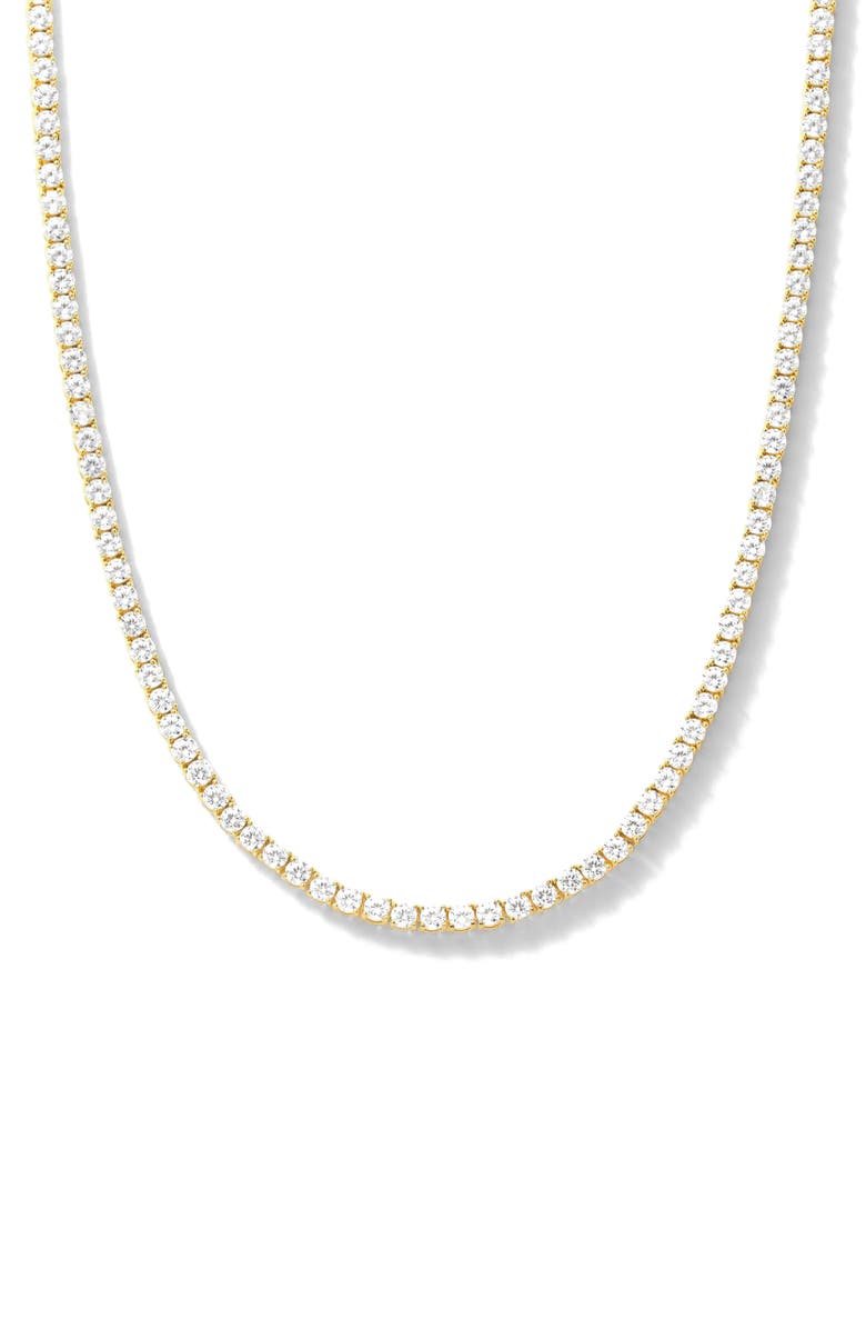 Melinda Maria Grand Heiress Cubic Zirconia Tennis Necklace, Main, color, Gold-White