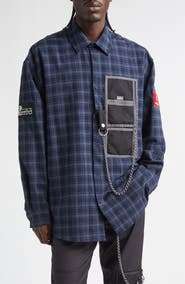 Martine Rose Wallet Chain Plaid Flannel Button-Up Shirt