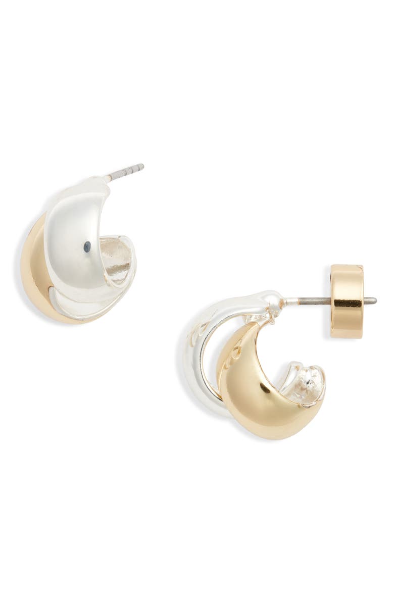 Nordstrom Wide Overlap Huggie Hoop Earrings, Main, color, Gold- Silver