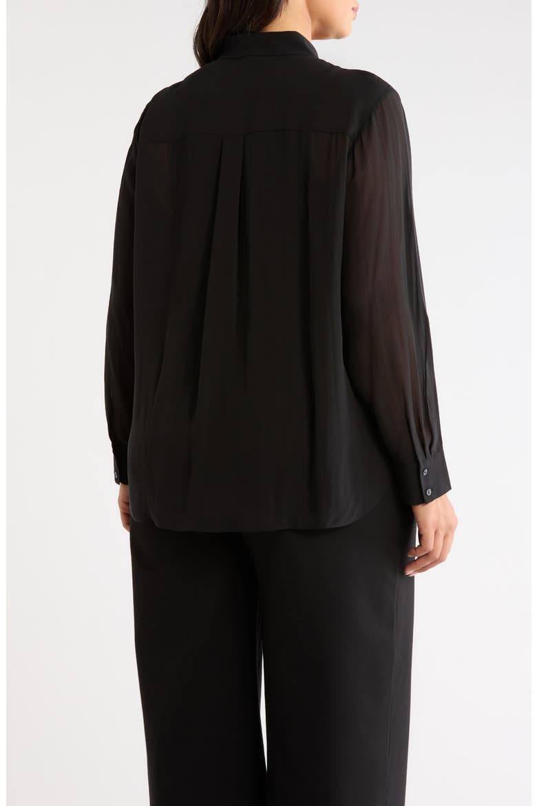 Pintucked Silk Shirt, Alternate, color, BLACK