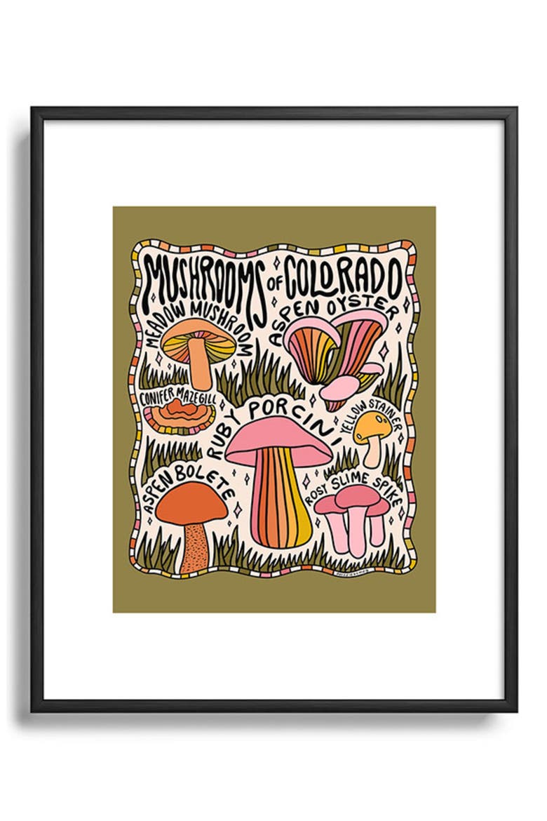 Mushrooms of Colorado Framed Art Print, Main, color, BLACK TONES