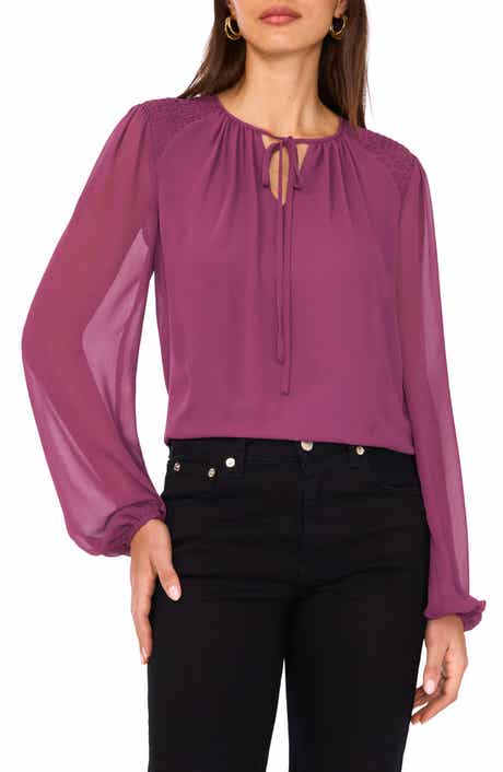 Vince Camuto Smock Detail Long Sleeve Top