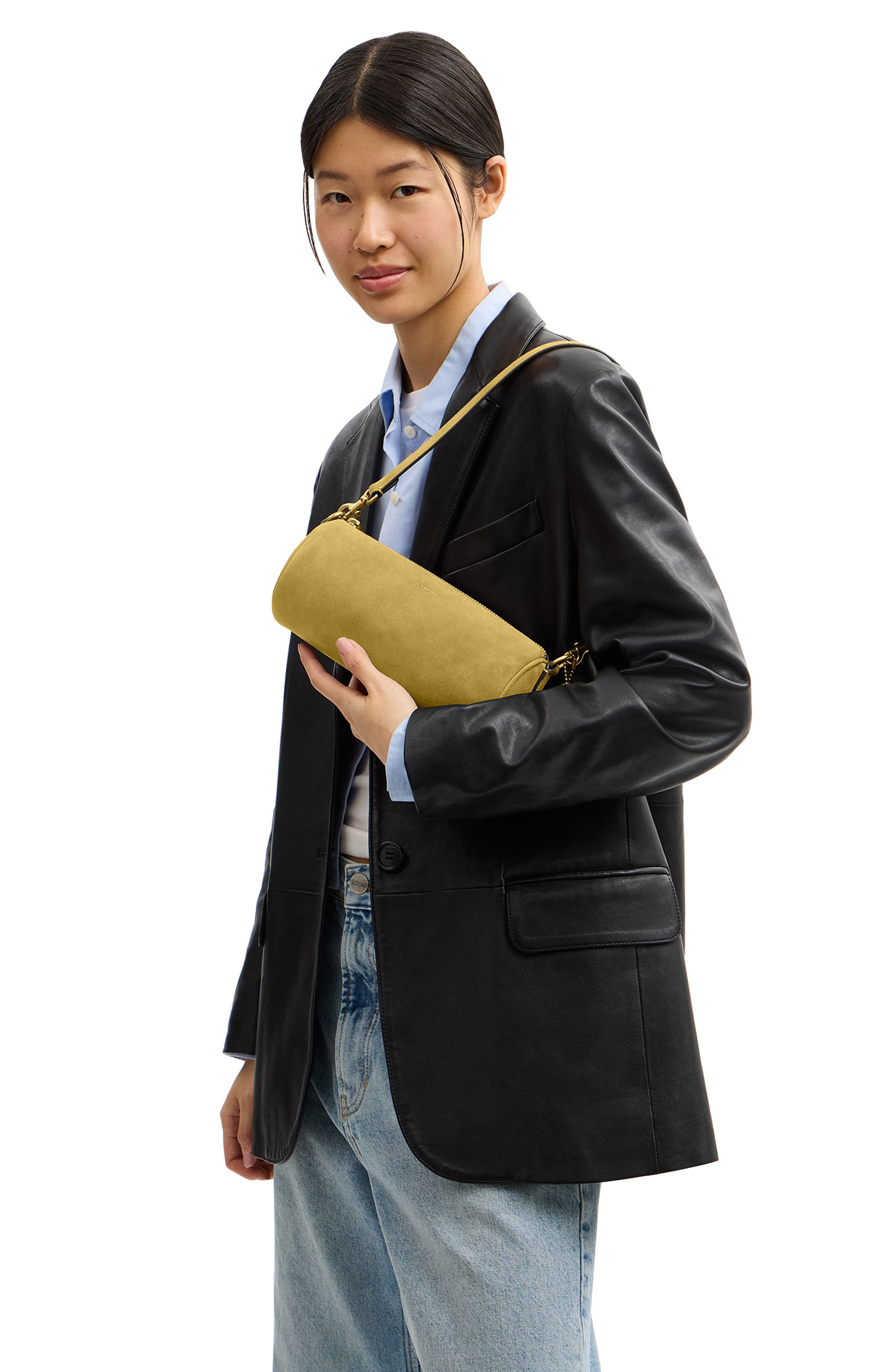 Suede Barrel Bag, Alternate, color, LIGHT CITRON
