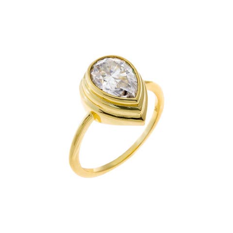 Moissanite Double Bezel Pear Ring
