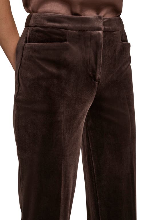Donna Karan New York Velvet Straight Leg Pants In Brown