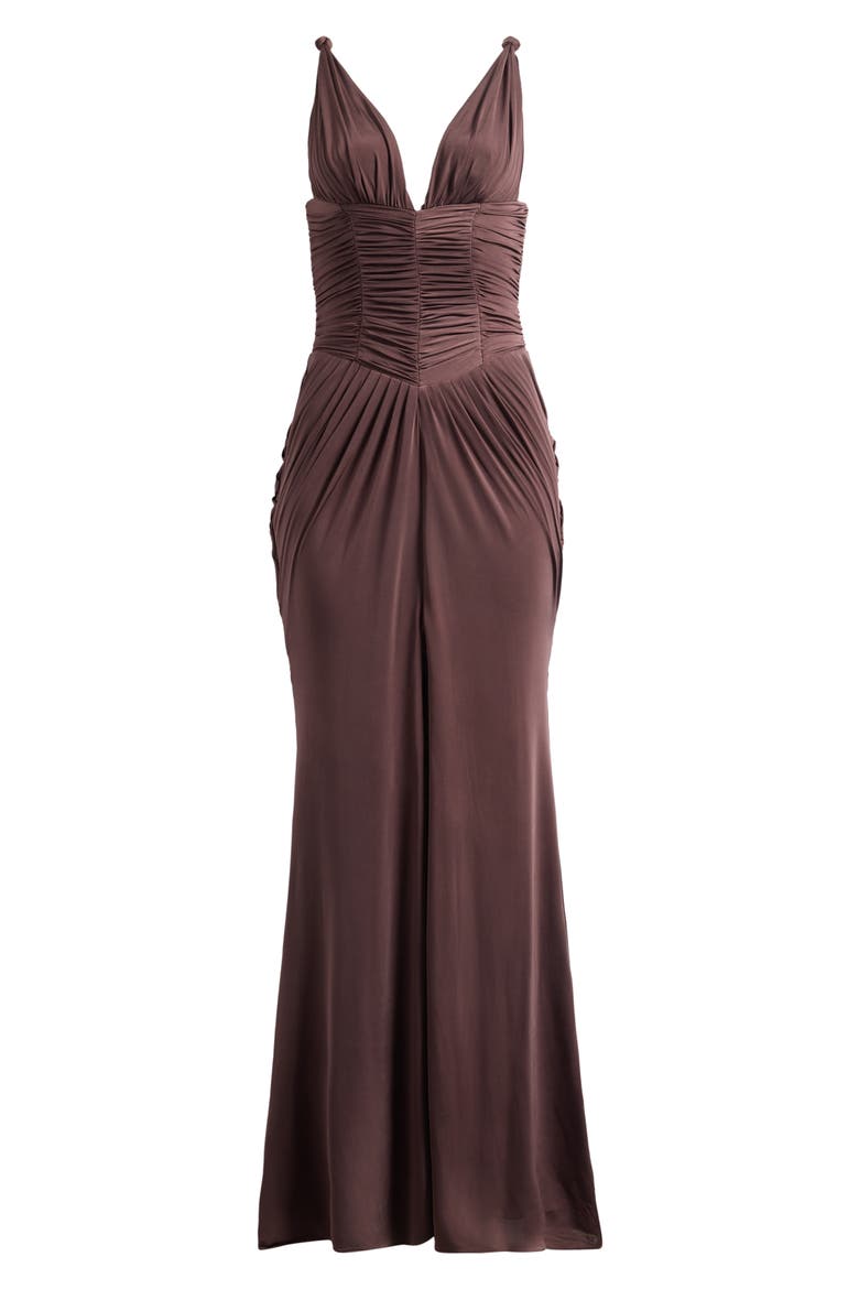 Tabitha Plunge Neck Liquid Soft Jersey Gown, Main, color, BLACK CHERRY