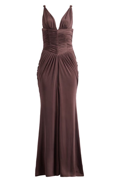 Tabitha Plunge Neck Liquid Soft Jersey Gown
