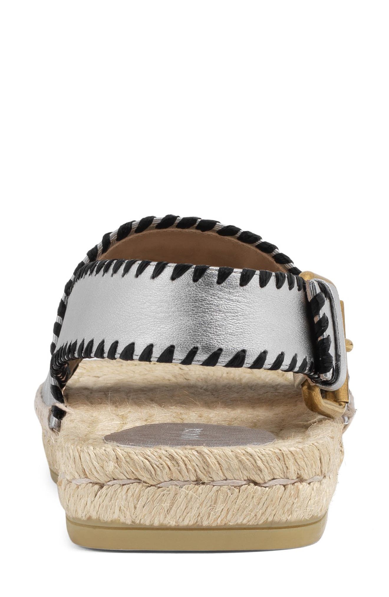 Gucci Pilar Embroidered Double G Logo Slingback Espadrille Sandal, Alternate, color, 