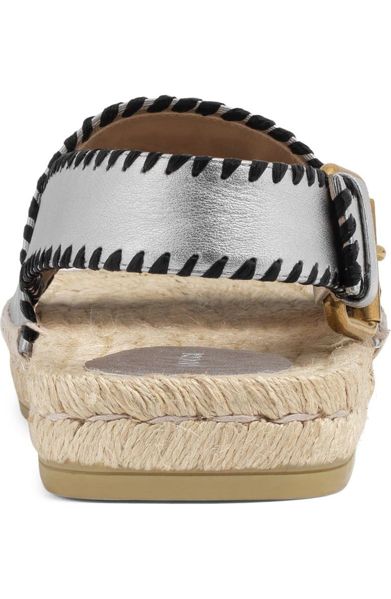 Gucci Pilar Embroidered Double G Logo Slingback Espadrille Sandal, Alternate, color,