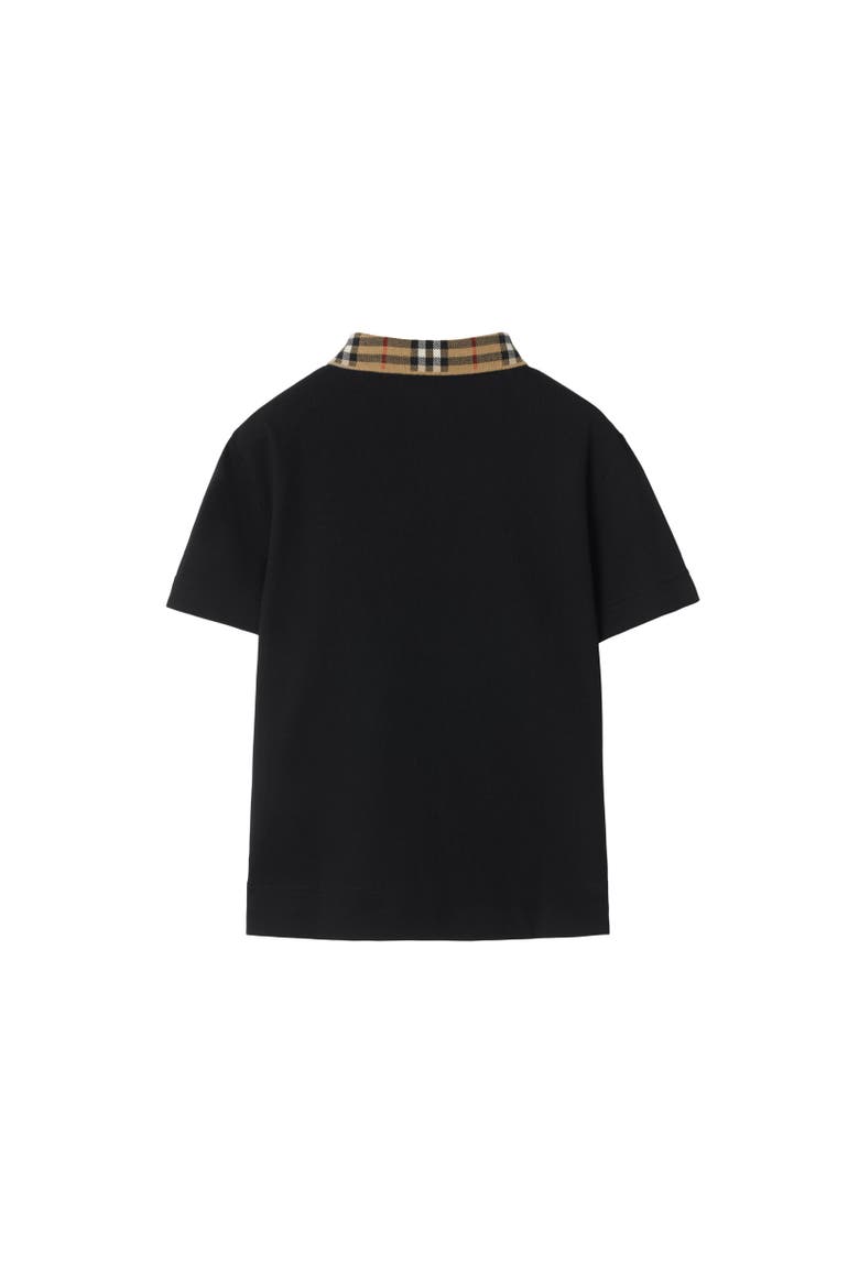 Check Collar Cotton Polo Shirt, Alternate, color, Black