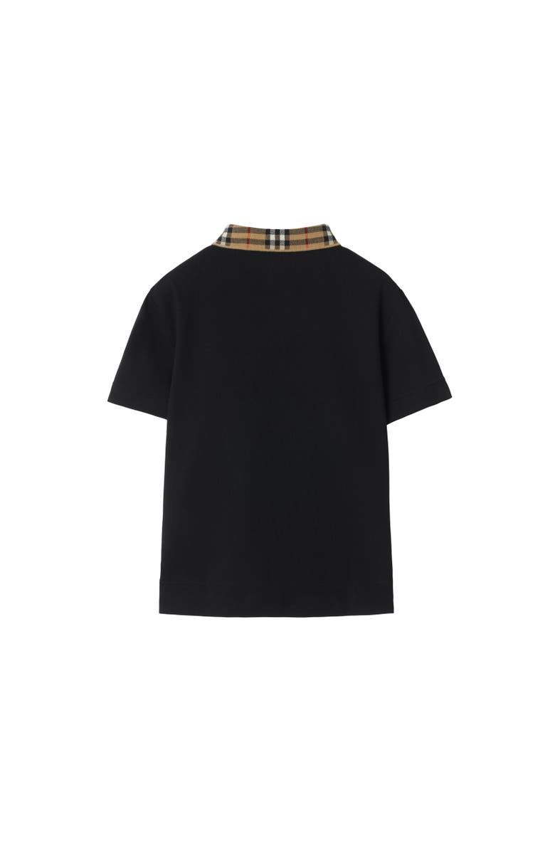 Burberry Check Collar Cotton Polo Shirt, Alternate, color, Black