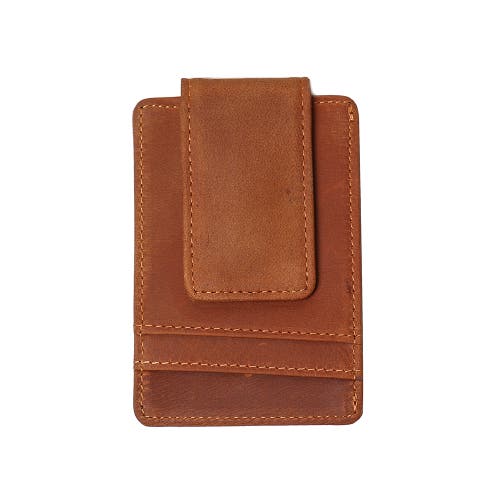 Steel Horse Leather The Walden | Handmade Leather Front Pocket Wallet With Money Clip In Brown