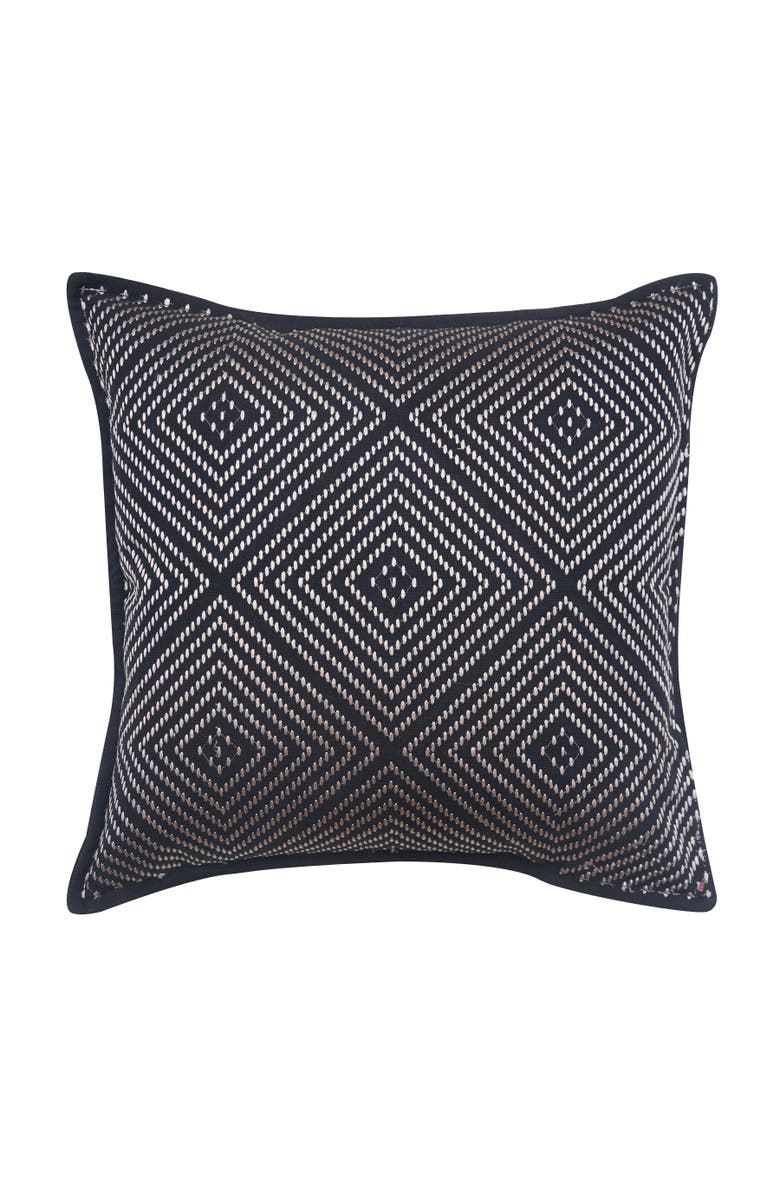 C&F Home Virginia Embroidered Diamond Pattern Cotton Decorative Throw Pillow, Main, color, Black