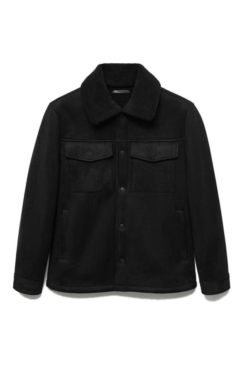 Faux Shearling Jacket, Main, color, BLACK