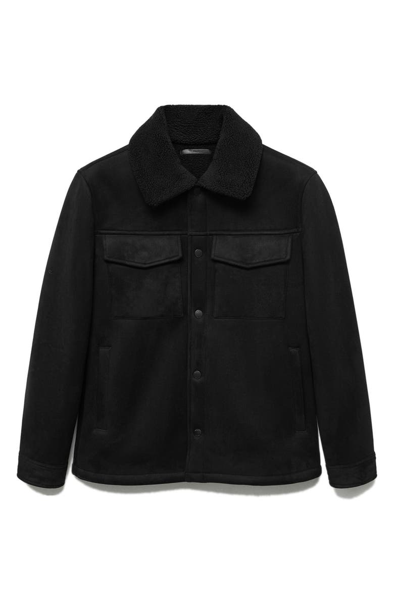 MANGO Faux Shearling Jacket, Main, color, Black