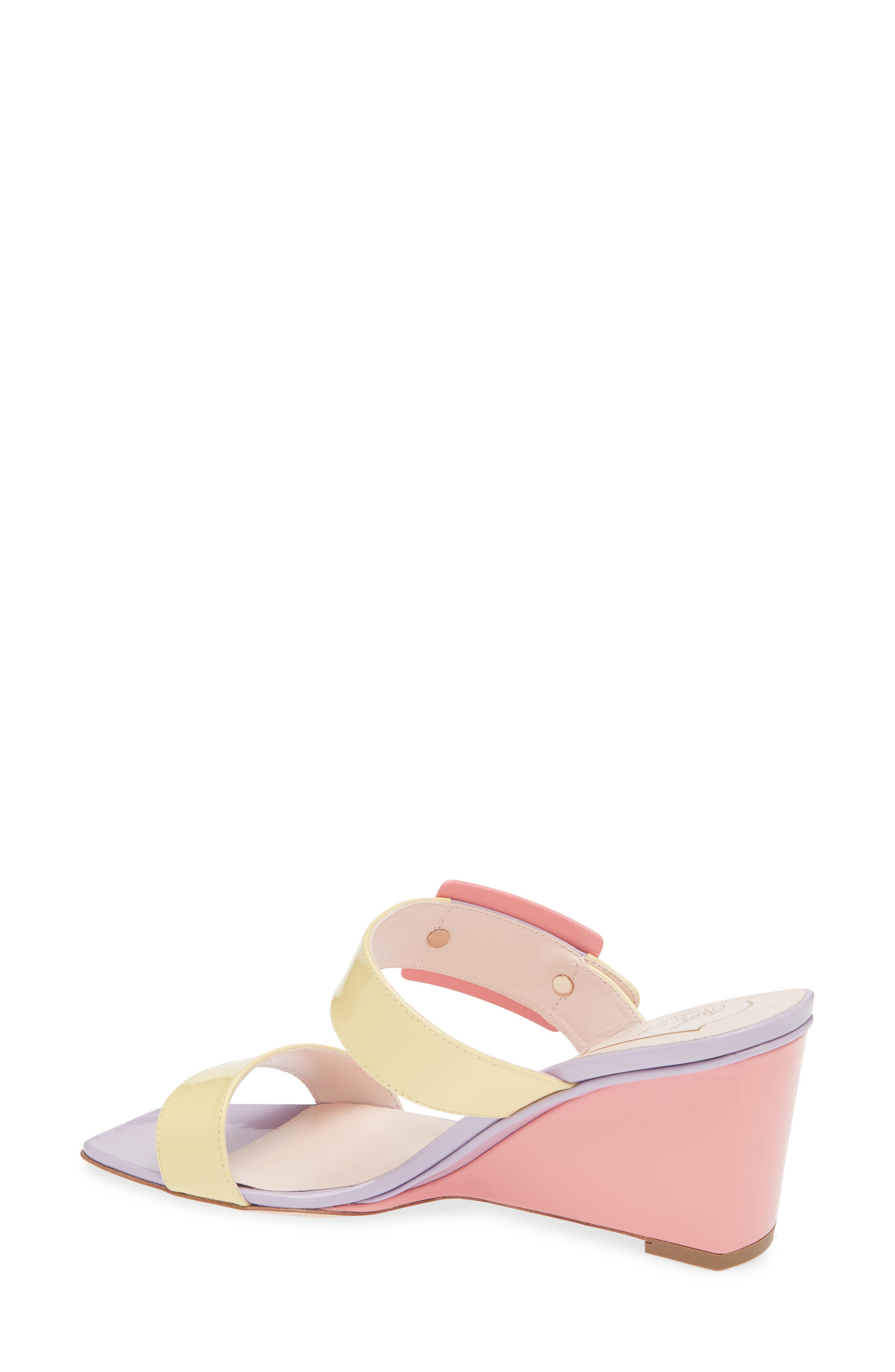 Roger Vivier Belle Vivier Colorblock Wedge Sandal, Alternate, color, Yellow/ Violet/ Pink