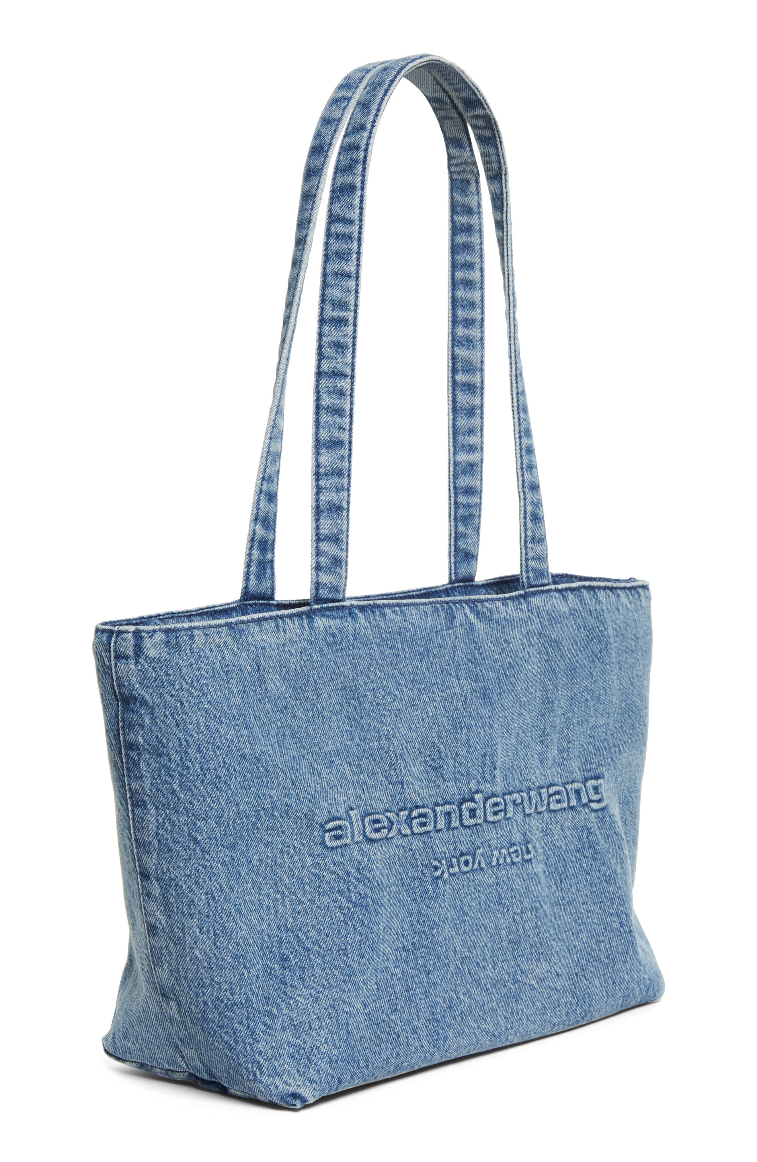 Alexander Wang Medium Punch Denim Tote, Alternate, color, Vintage Medium Indigo